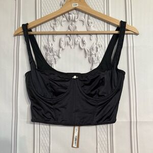 SKIMS STRETCH SATIN UNDERWIRE CORSET ONYX BLACK SIZE SMALL NWT $68